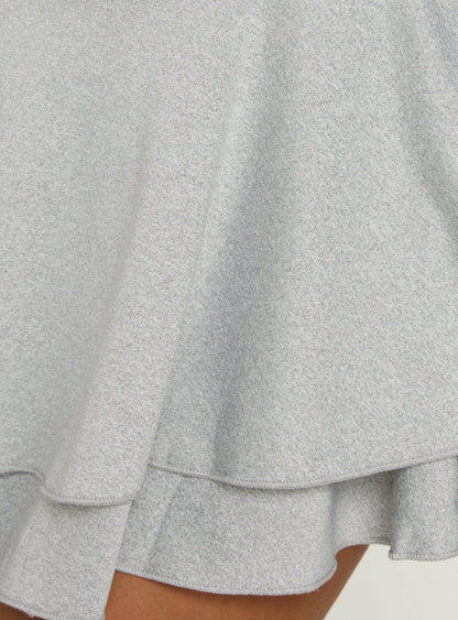 Antonetta Off Shoulder Ruched Mini Dress Grey Marle