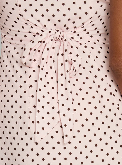 Cannelloni Mini Dress Pink / Brown Polka Dot