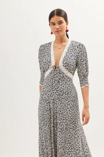 Amina - English Daisy Deep Navy