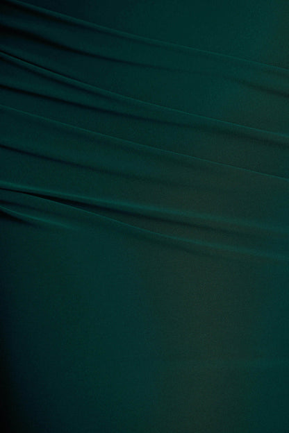 Magdelena | Bottle Green Asymmetric Cape Maxi Dress