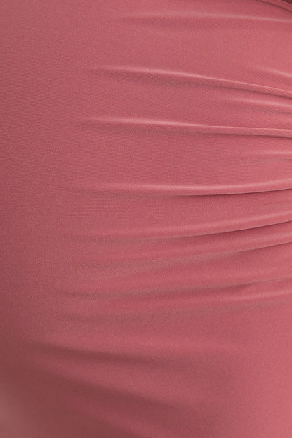 Carlotta | Blush Pink Bardot Maternity Maxi Dress With Chiffon Cape