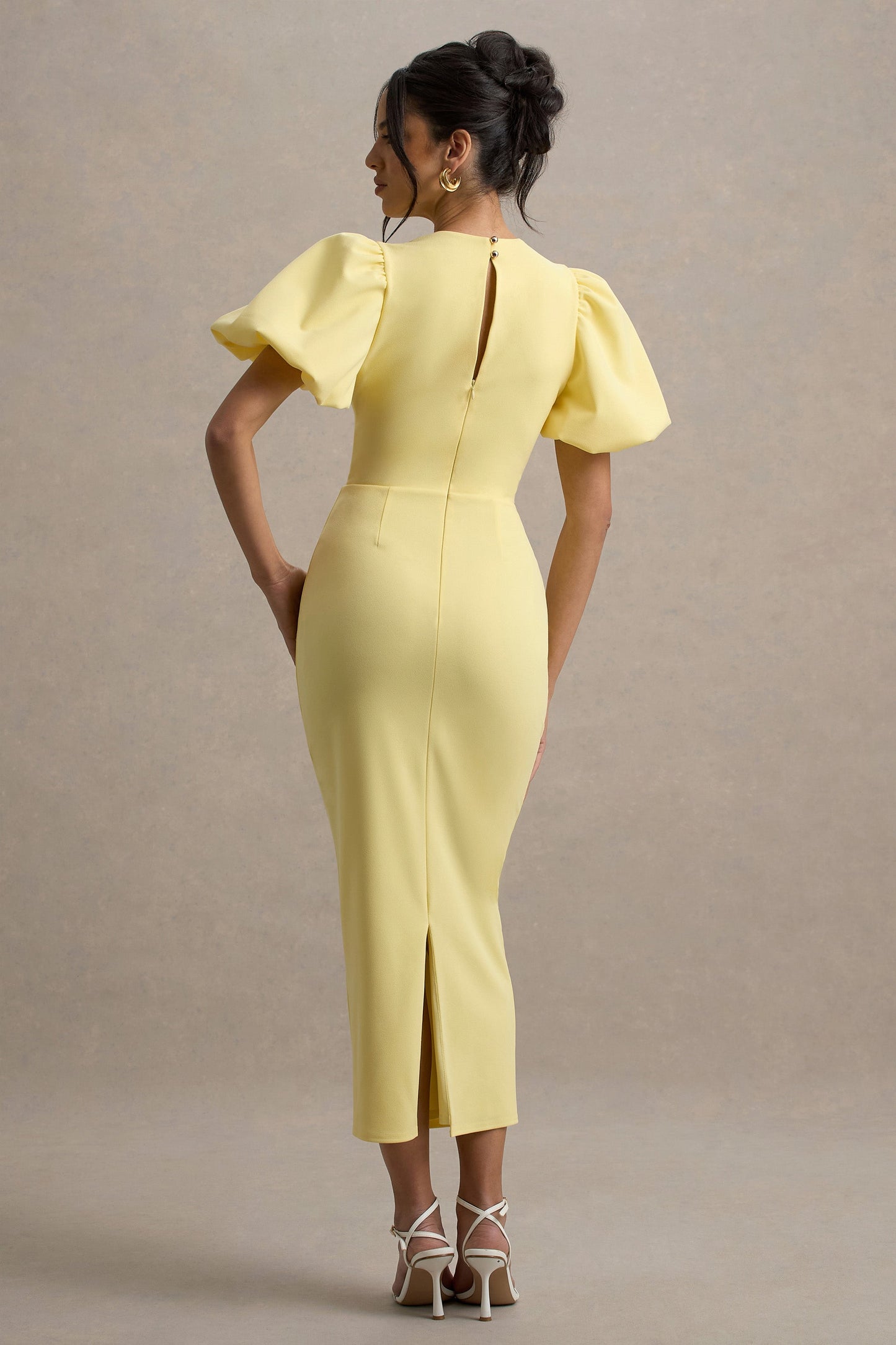 Dakota | Lemon Puff-Sleeve Midi Dress