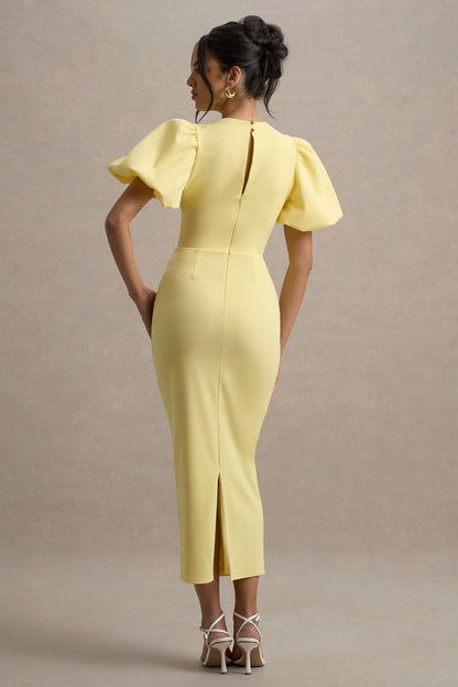 Dakota | Lemon Puff-Sleeve Midi Dress