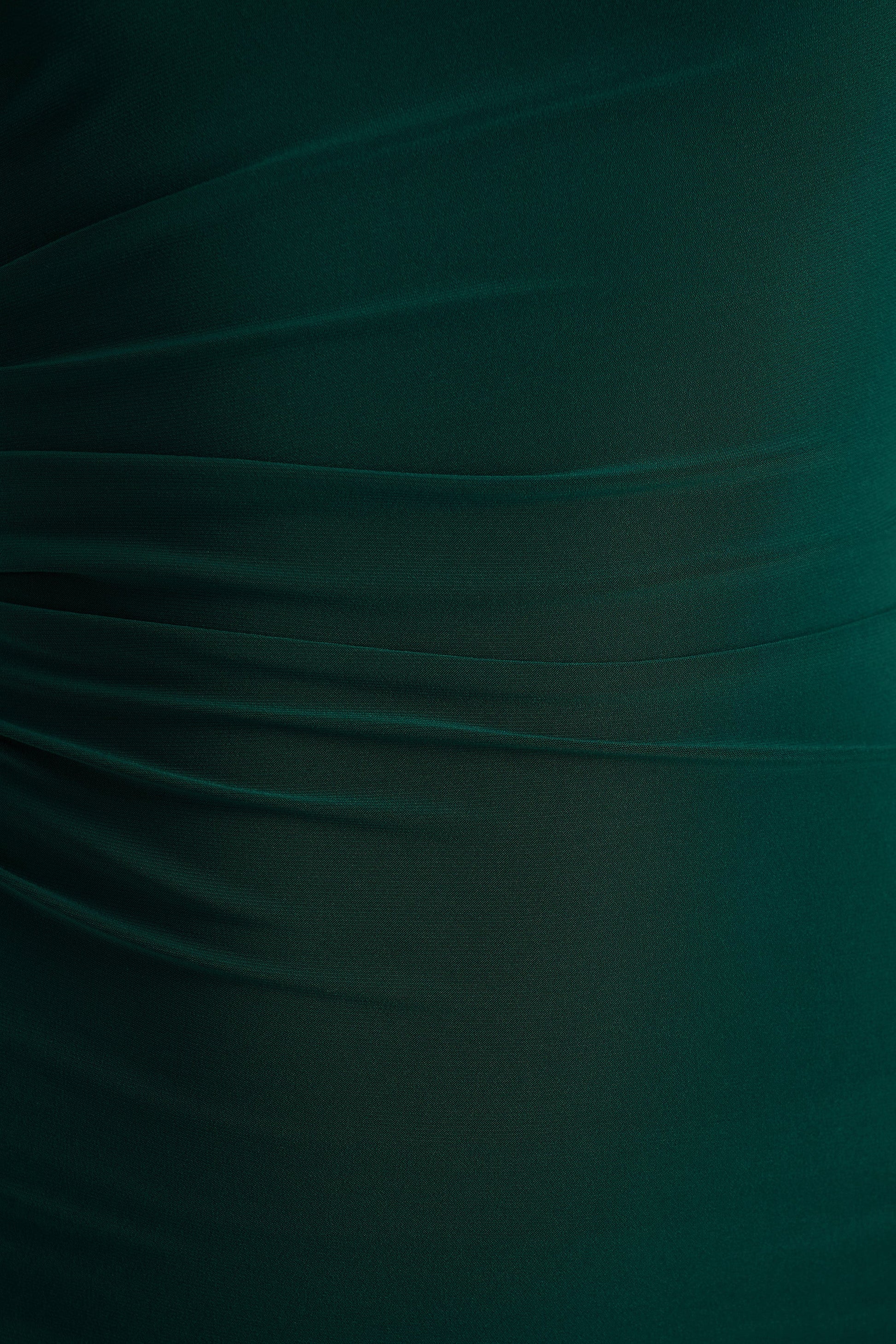 Eden |  Bottle Green High-Neck Maxi Dress With Ruched Detailing