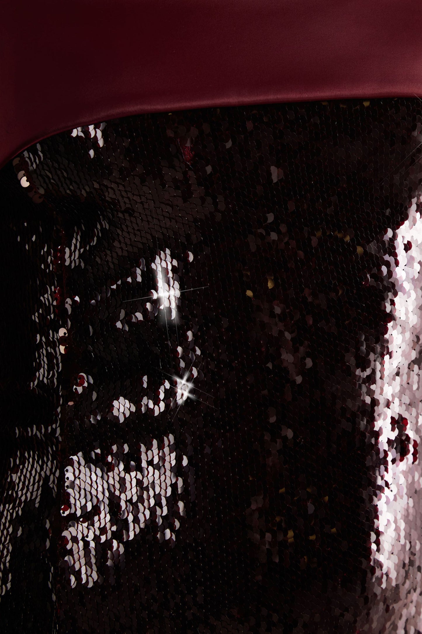 Casandra | Burgundy Sequin Bandeau Mini Dress With Satin Trim