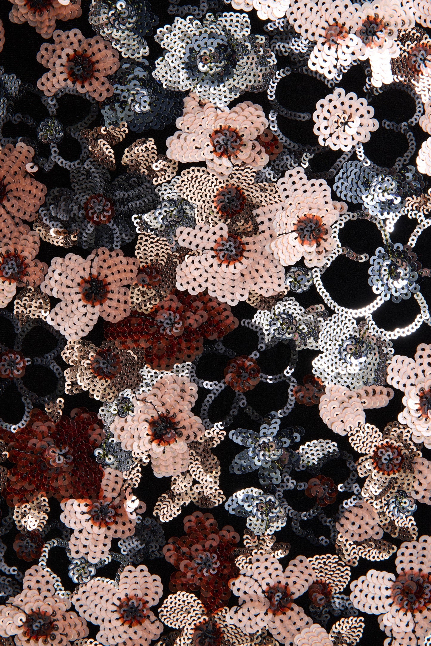 Electric | Black Velvet & Embellished Sequin Floral Asymmetric-Neck Maxi Dress