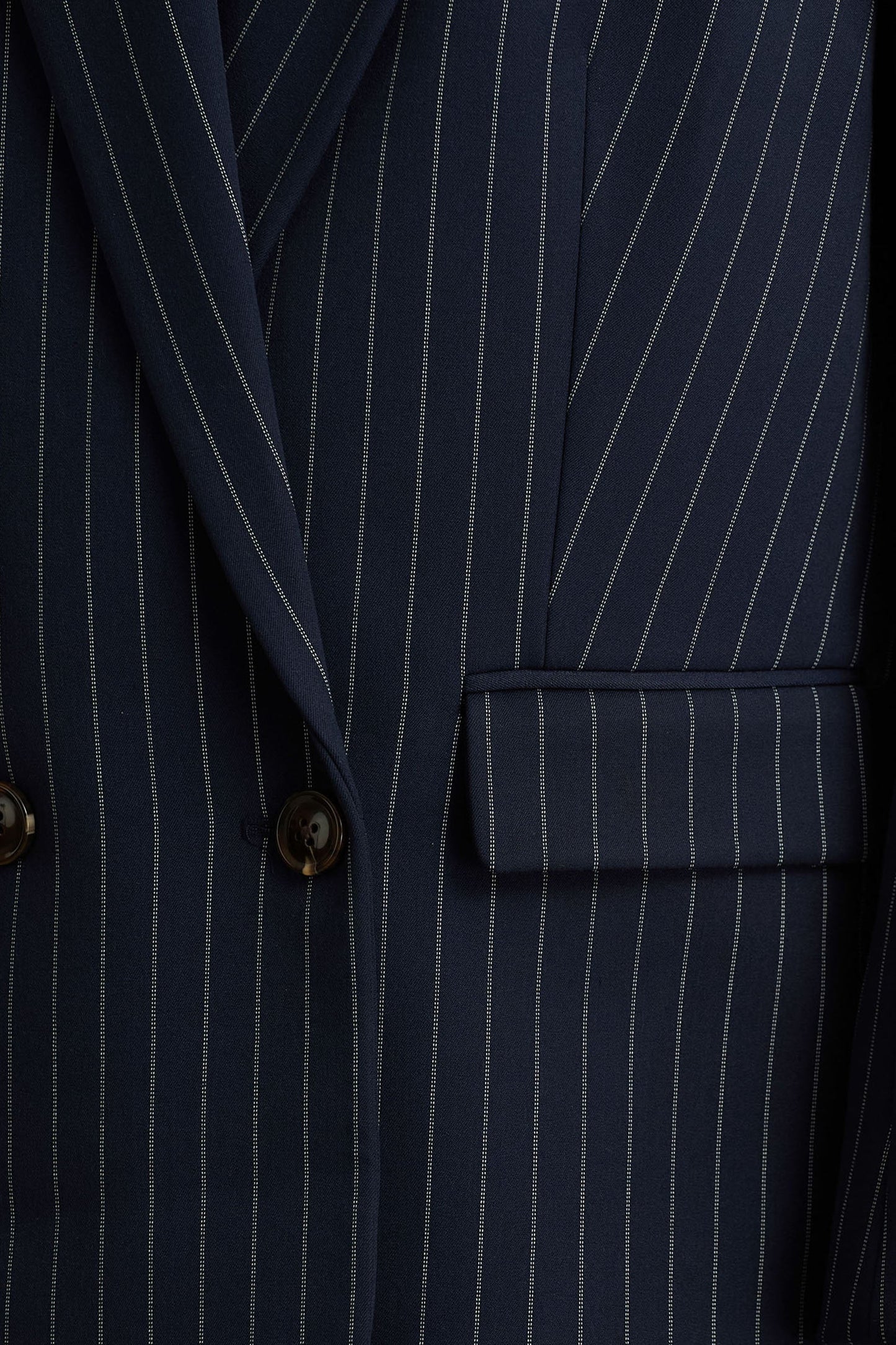 Alana | Navy Pinstripe Plunge-Neck Oversized Blazer