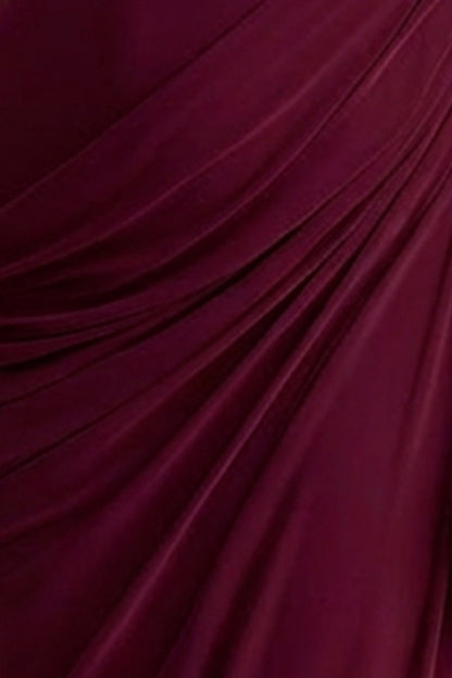 Aphra | Burgundy High-Neck Maxi Dress With Cape-Sleeve