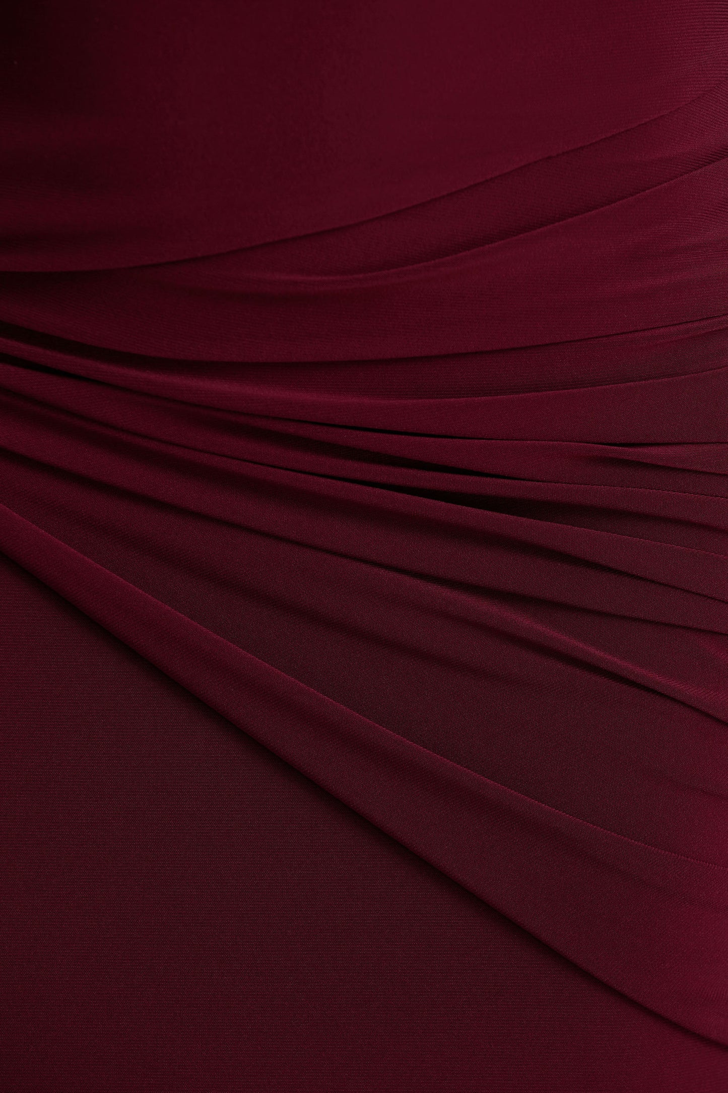 Decadence | Burgundy High-Neck Wrapped Maxi Dress With Twist-Sleeve