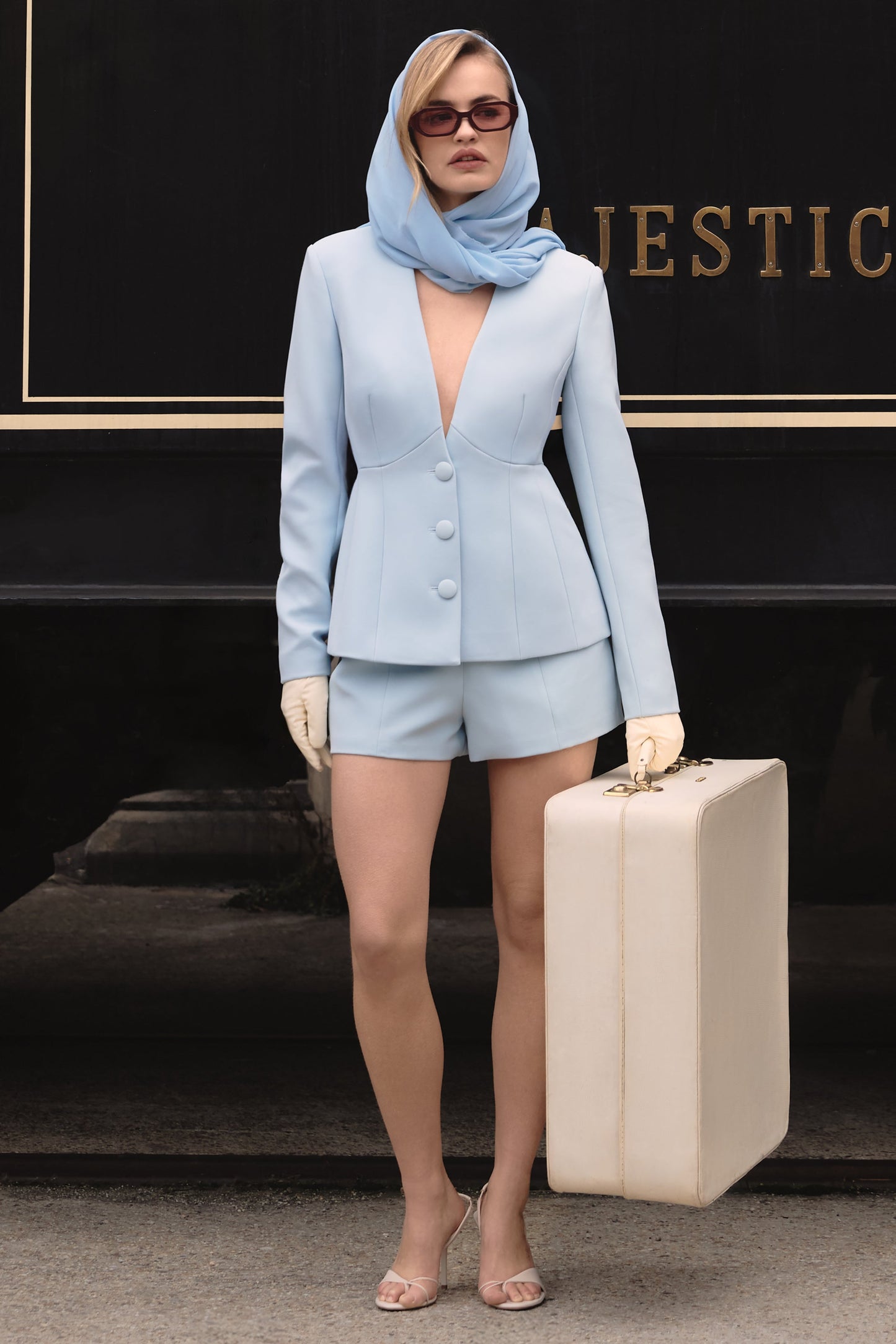 Hala | Light Blue Tailored Shorts