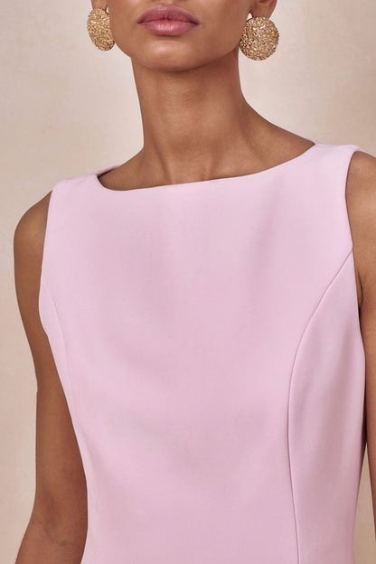 Hadley | Light-Pink Boat-Neck Maxi Dress With Drop-Waist