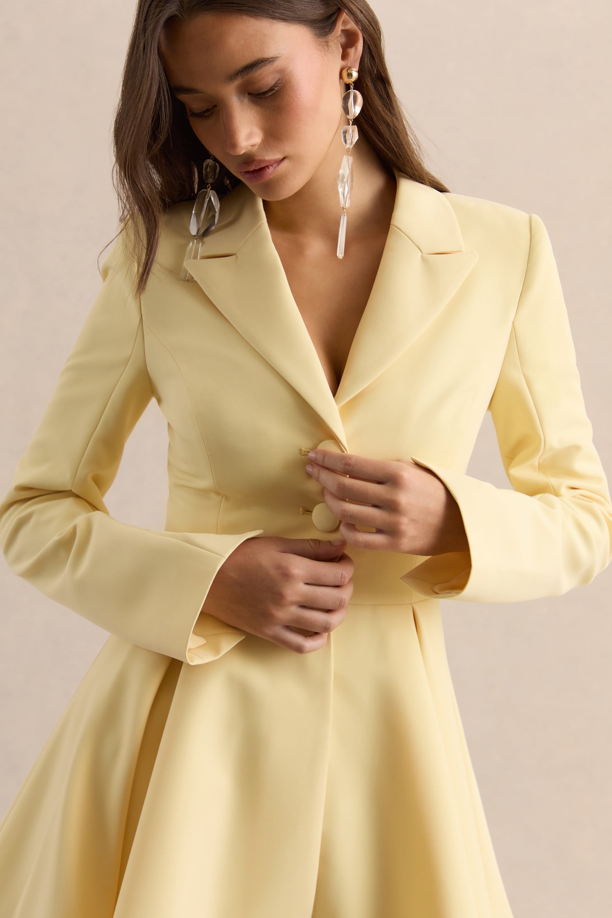 Etherea | Lemon Plunge-Neck Skater Mini Dress