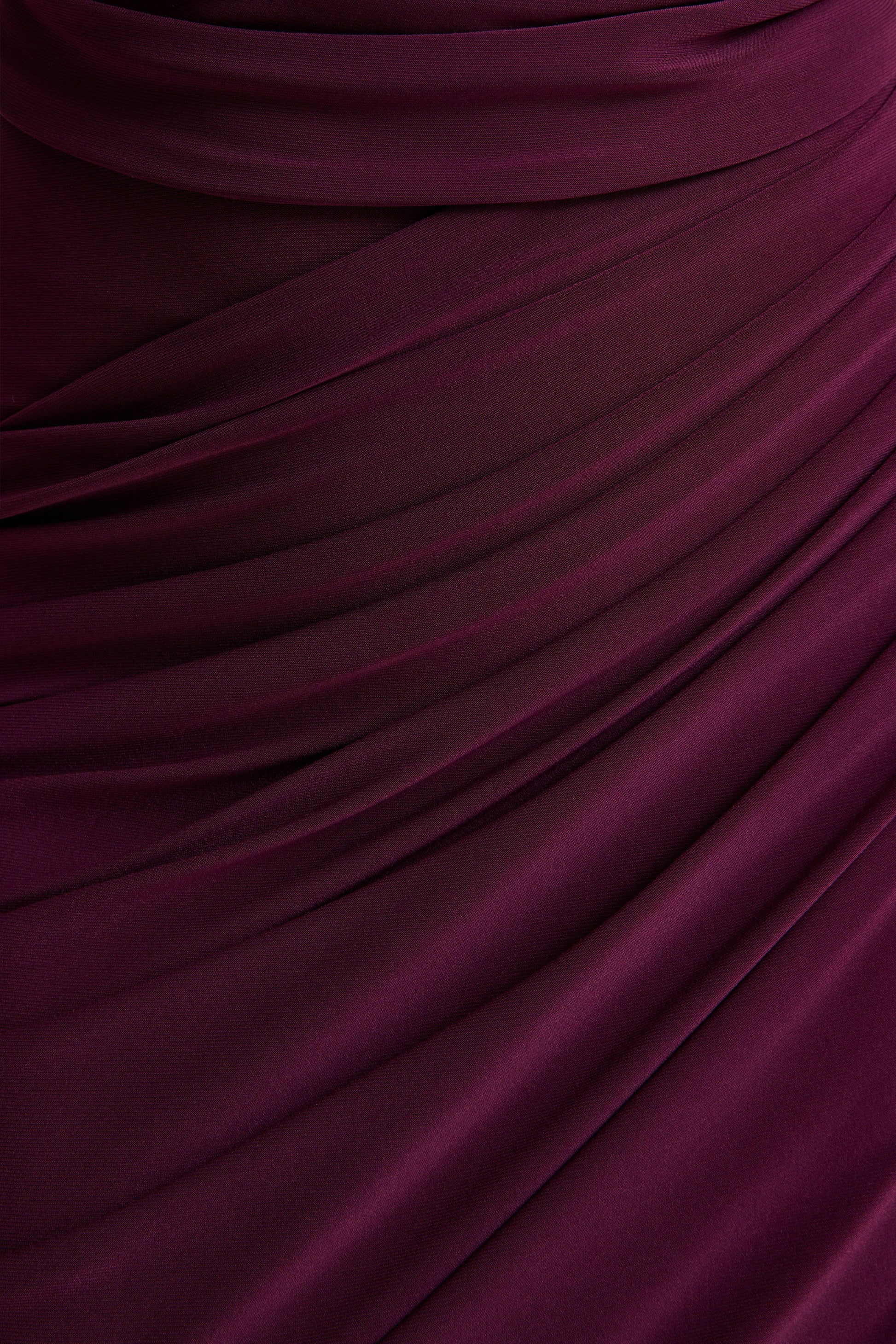 Cairo | Burgundy Cowl-Neck Maxi Dress With Gathered Detailing