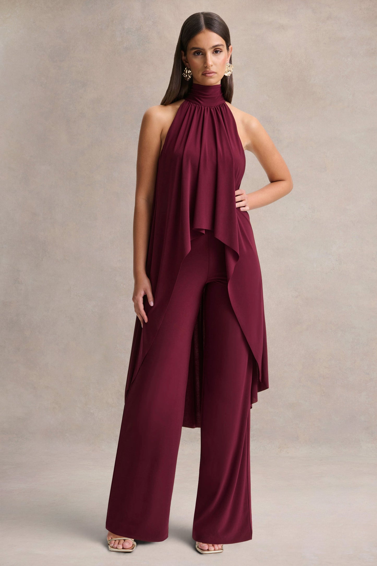 Jadzia | Burgundy Halter-Neck Jumpsuit