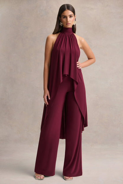 Jadzia | Burgundy Halter-Neck Jumpsuit