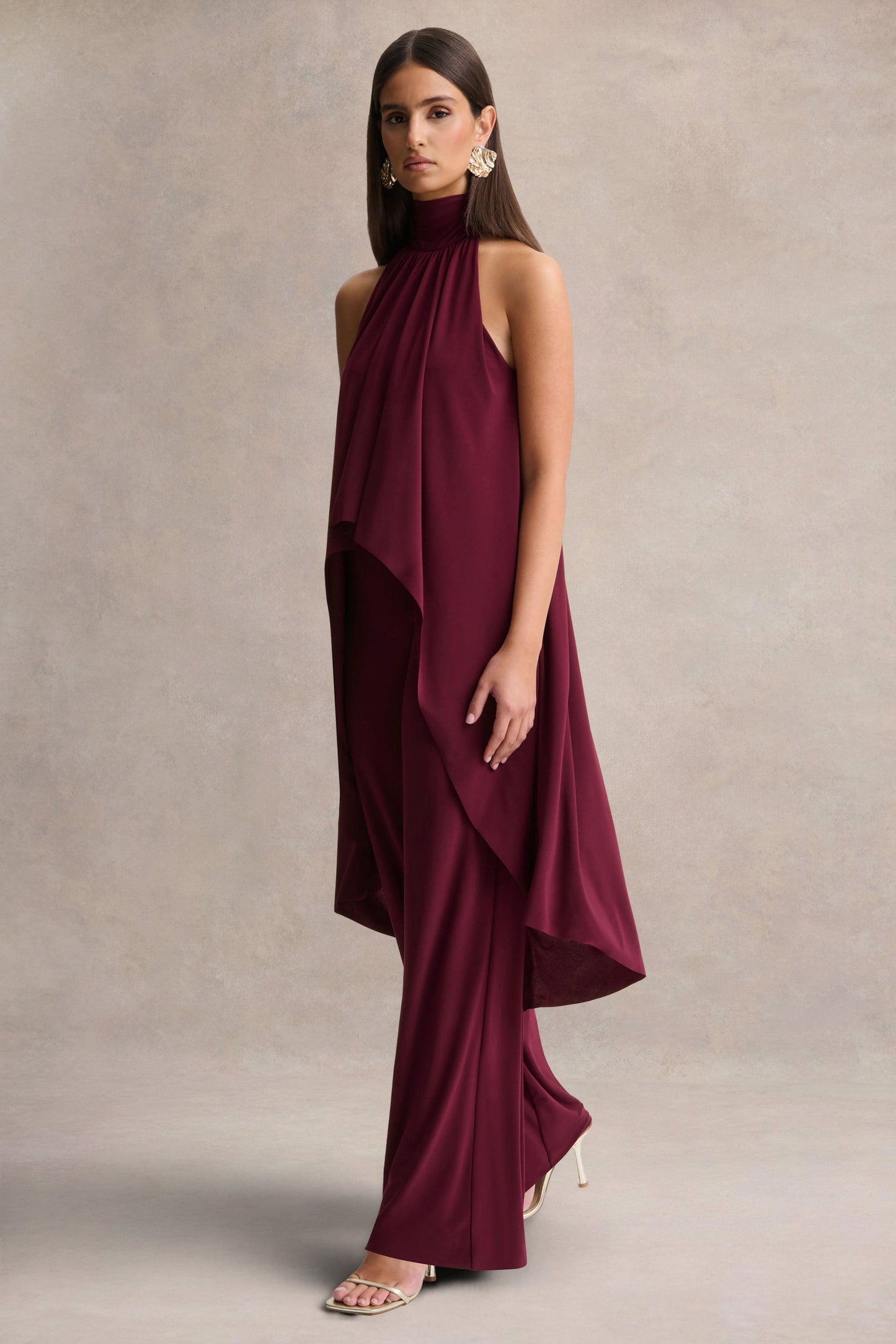 Jadzia | Burgundy Halter-Neck Jumpsuit