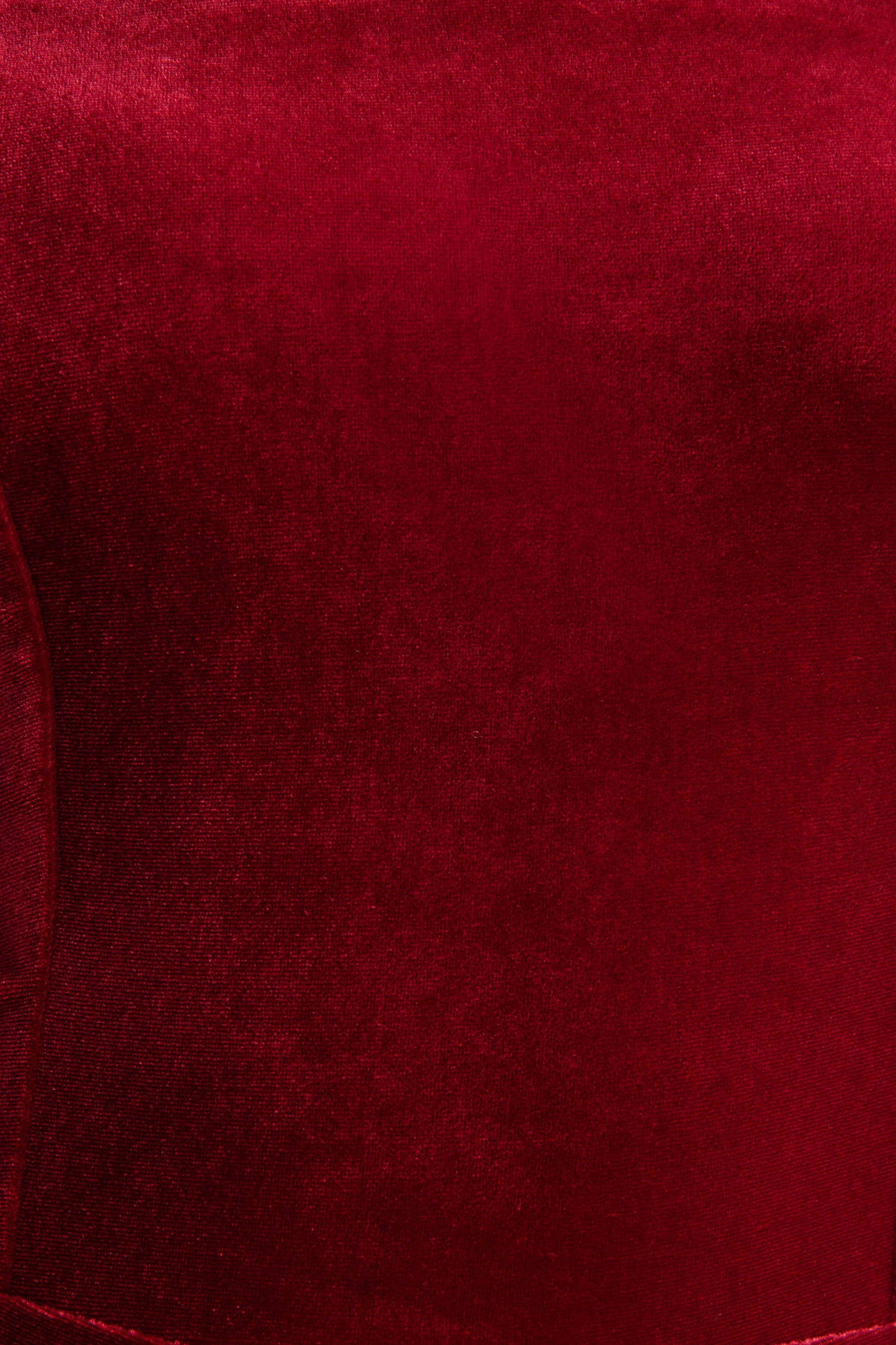 Arcane | Burgundy Velvet Bandeau Jumpsuit With Scarf
