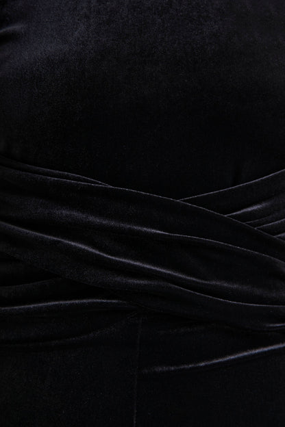 Madalina | Black High-Neck Jumpsuit With Scarf-Detail