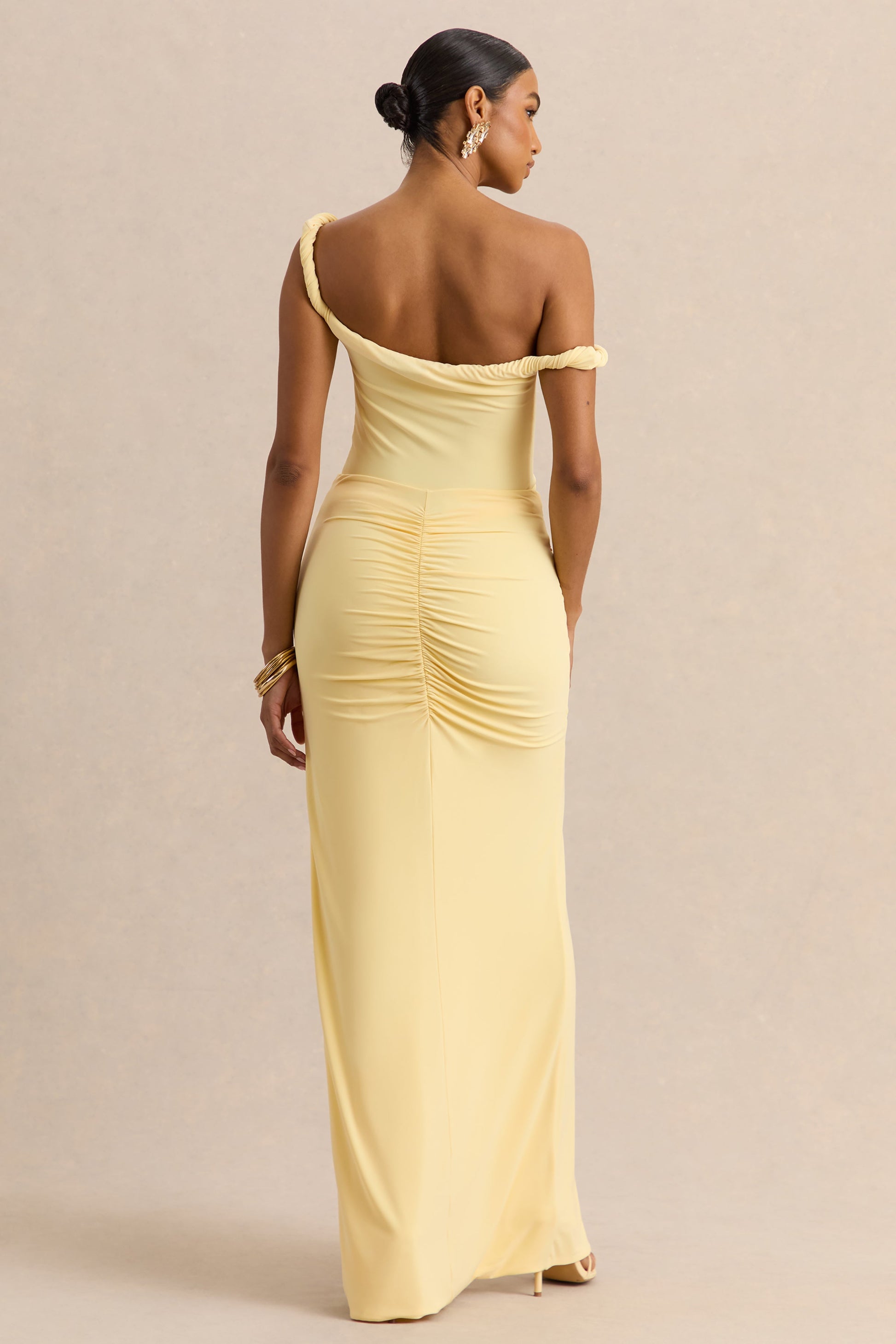 Idris | Lemon Twisted Waist Maxi Skirt With Front Split