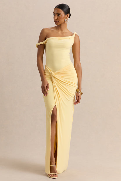 Idris | Lemon Twisted Waist Maxi Skirt With Front Split