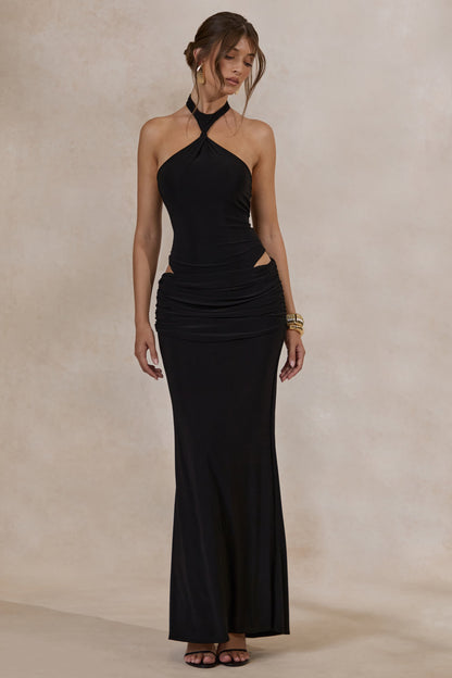 Esara | Black Maxi-Skirt With Gathered-Detailing