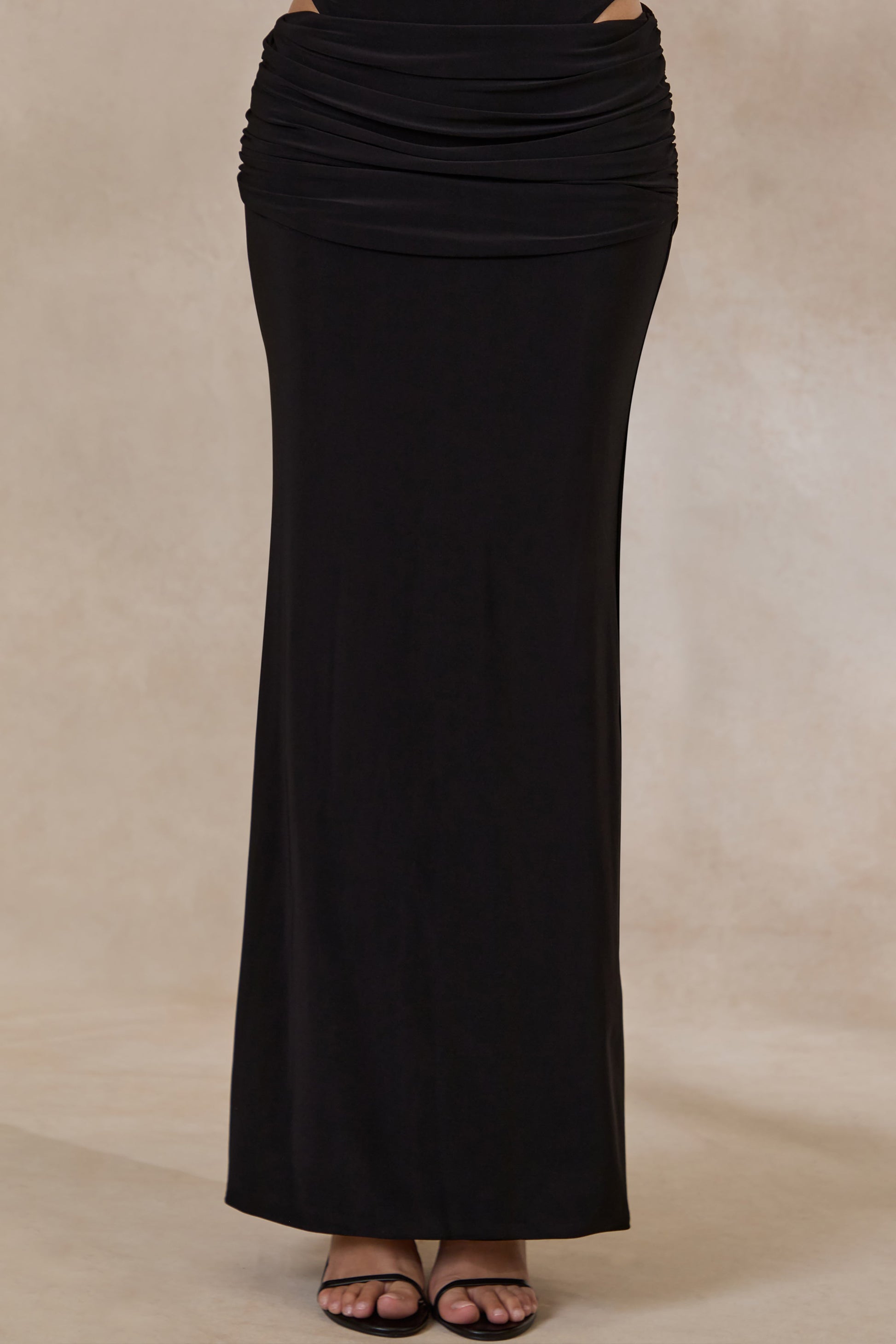 Esara | Black Maxi-Skirt With Gathered-Detailing