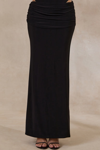Esara | Black Maxi-Skirt With Gathered-Detailing