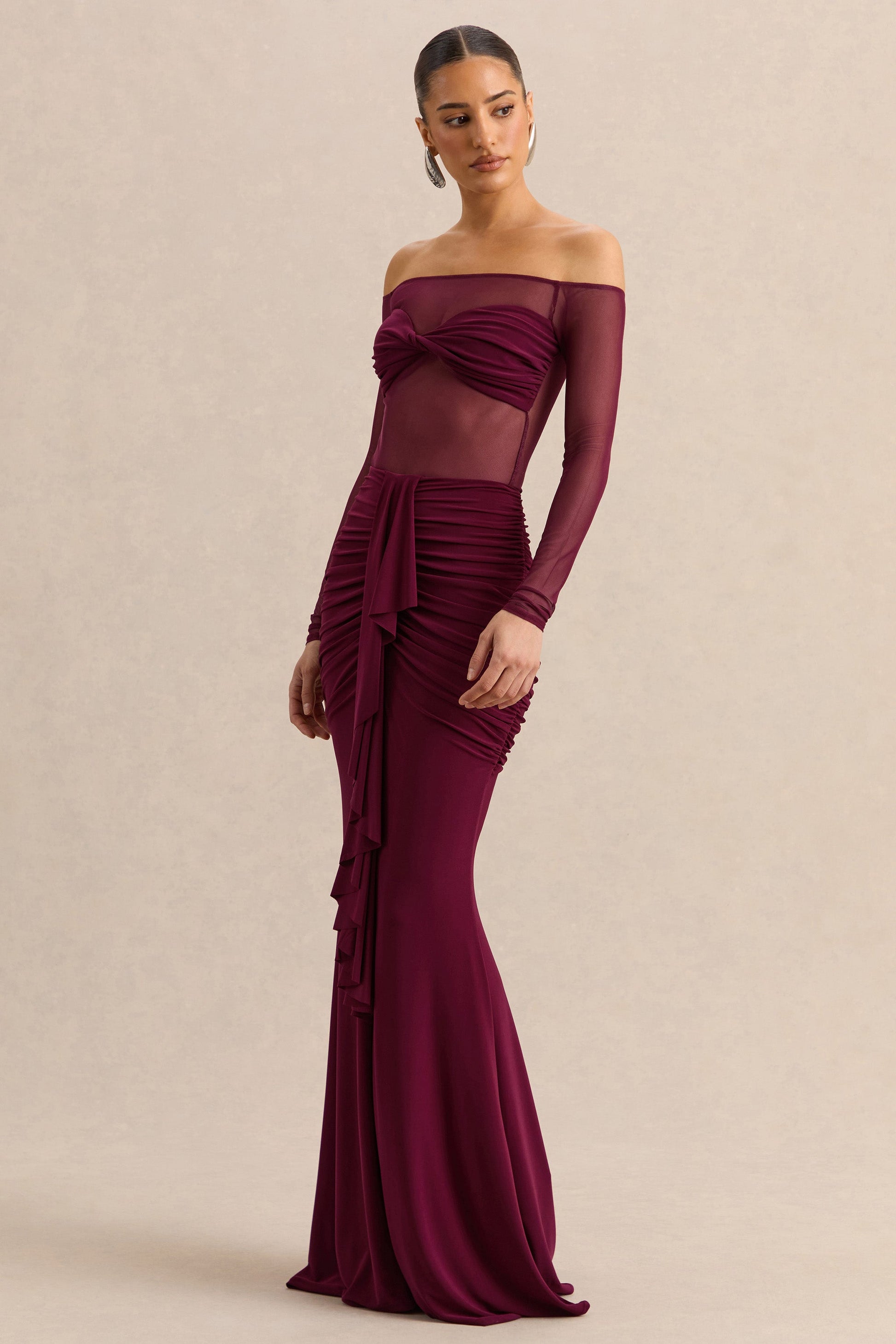 Iskra | Burgundy Extreme Ruffled Maxi Skirt