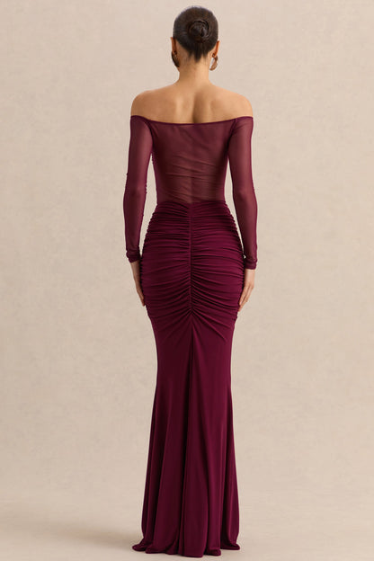 Iskra | Burgundy Extreme Ruffled Maxi Skirt