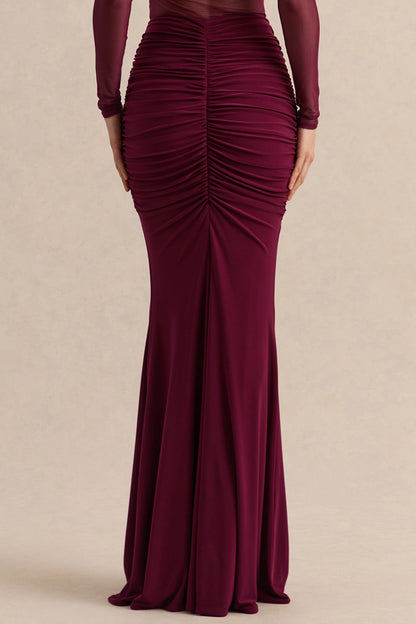 Iskra | Burgundy Extreme Ruffled Maxi Skirt