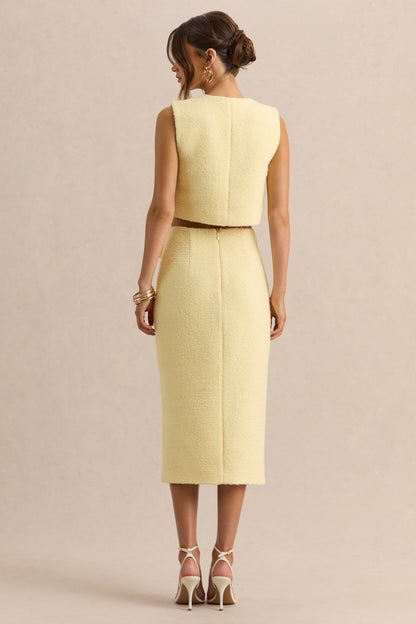 Glyra | Lemon Tailored Midi-Skirt With Button-Detailing