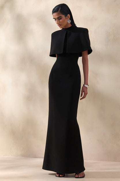 Deva | Black High-Neck Cape