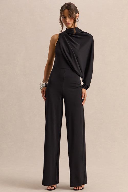 Emoria | Black High-Neck Jumpsuit With One Long-Sleeve