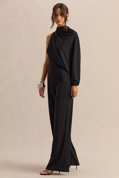 Emoria | Black High-Neck Jumpsuit With One Long-Sleeve