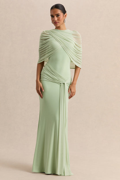 Magoria | Mint Mesh Round-Neck Cape