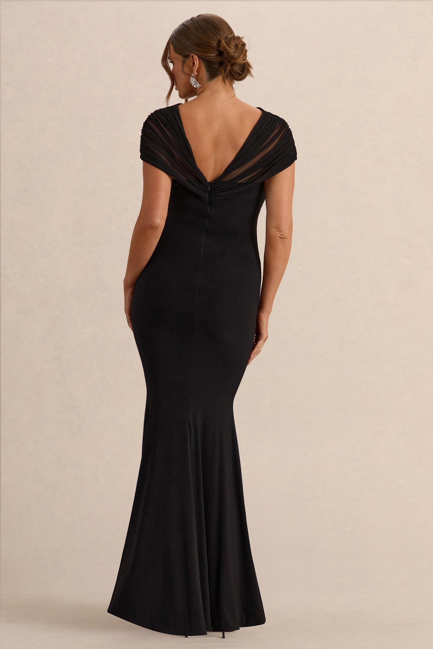 Elin | Black Bardot-Neck Maternity Maxi Dress