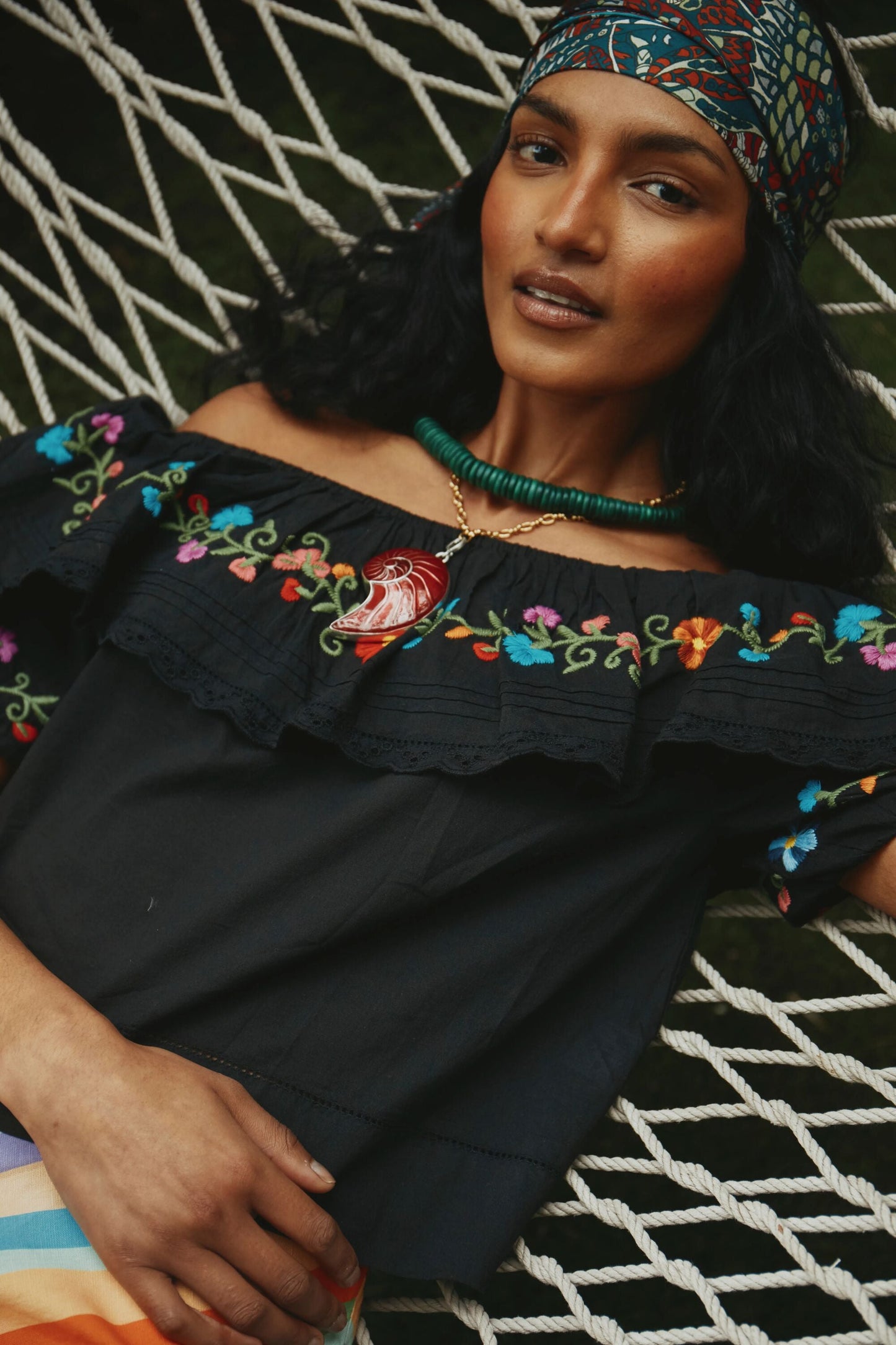 Lisette - Ombre Floral Embroidery Black