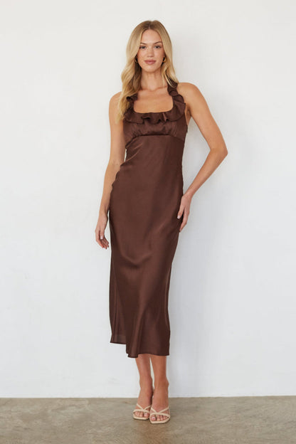 Mika Ruffle Halter Midi Dress