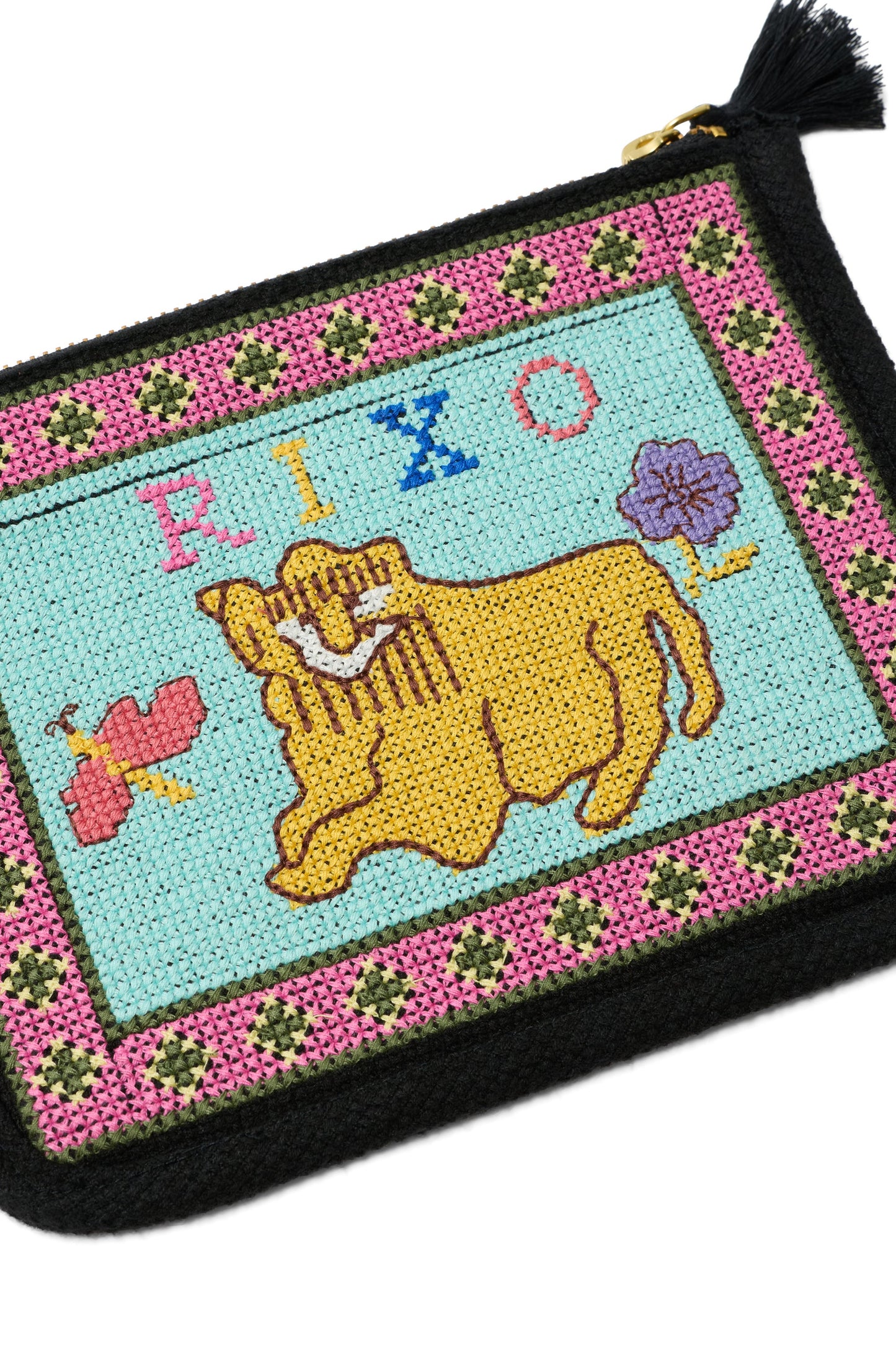 Reiko  -  Mini Leo Cross Stitch Embroidery Charcoal