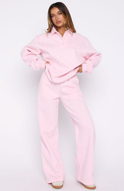 Chill Moves Oversized Henley Sweater Pink
