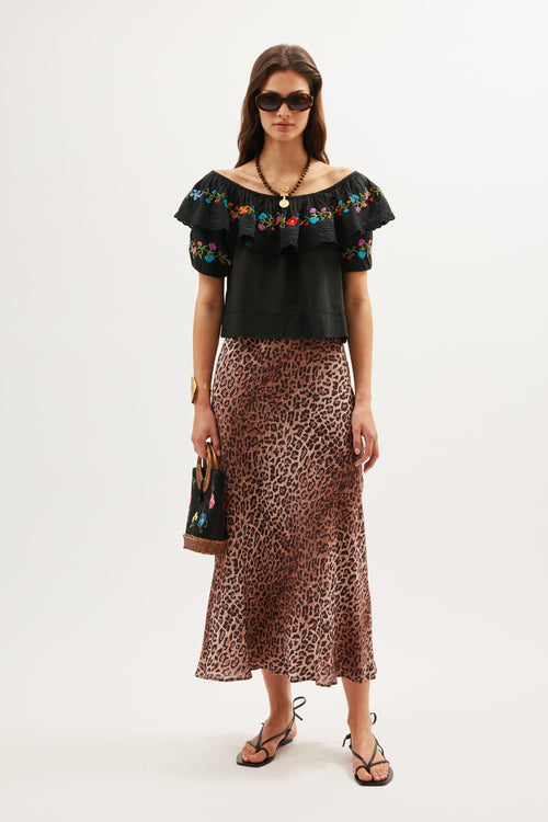 Lisette - Ombre Floral Embroidery Black