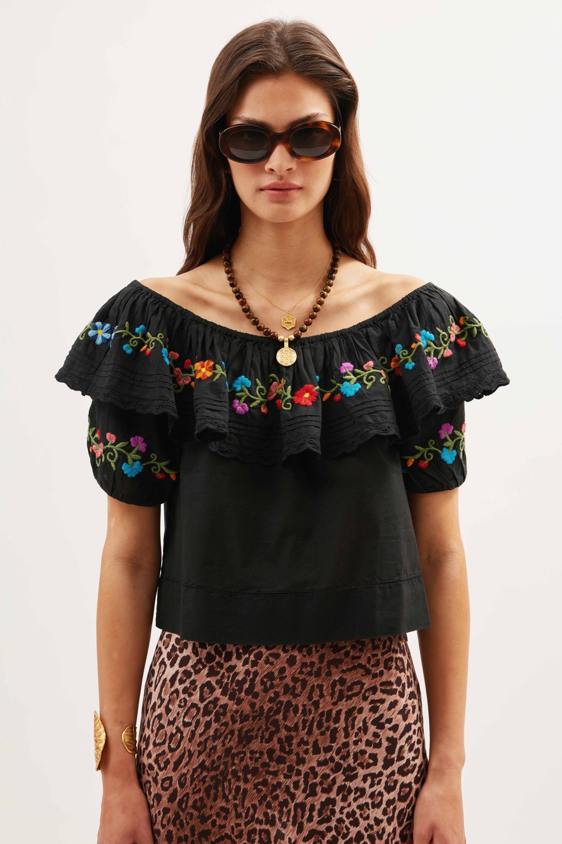 Lisette - Ombre Floral Embroidery Black