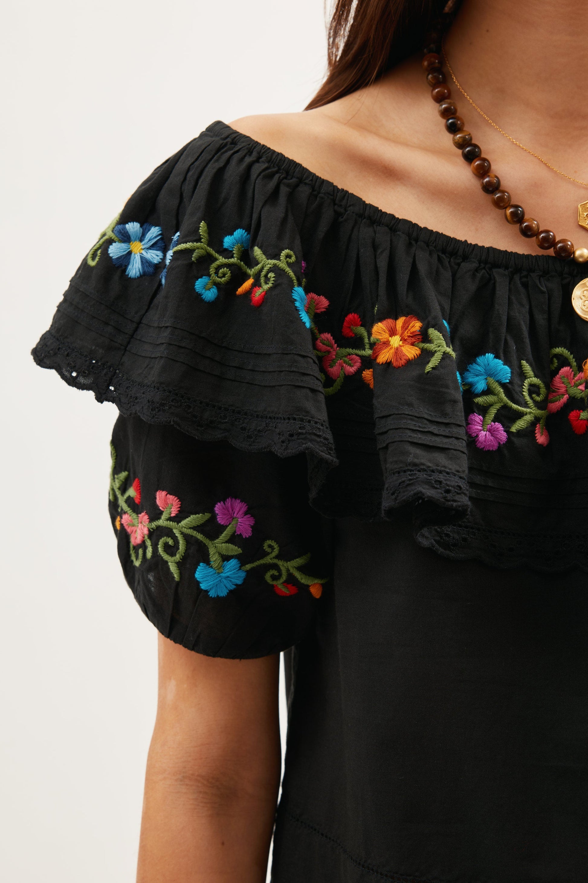 Lisette - Ombre Floral Embroidery Black
