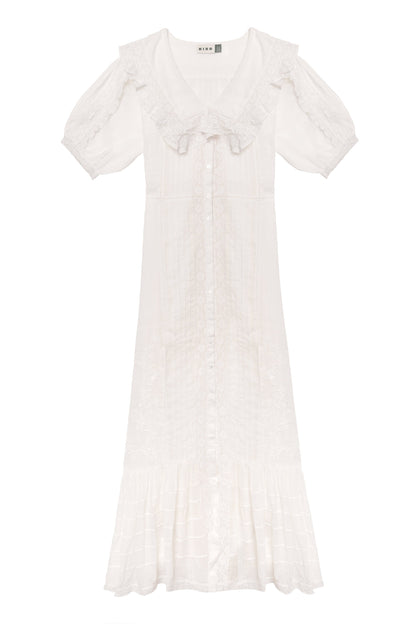 Edina - Pansy Embroidery White