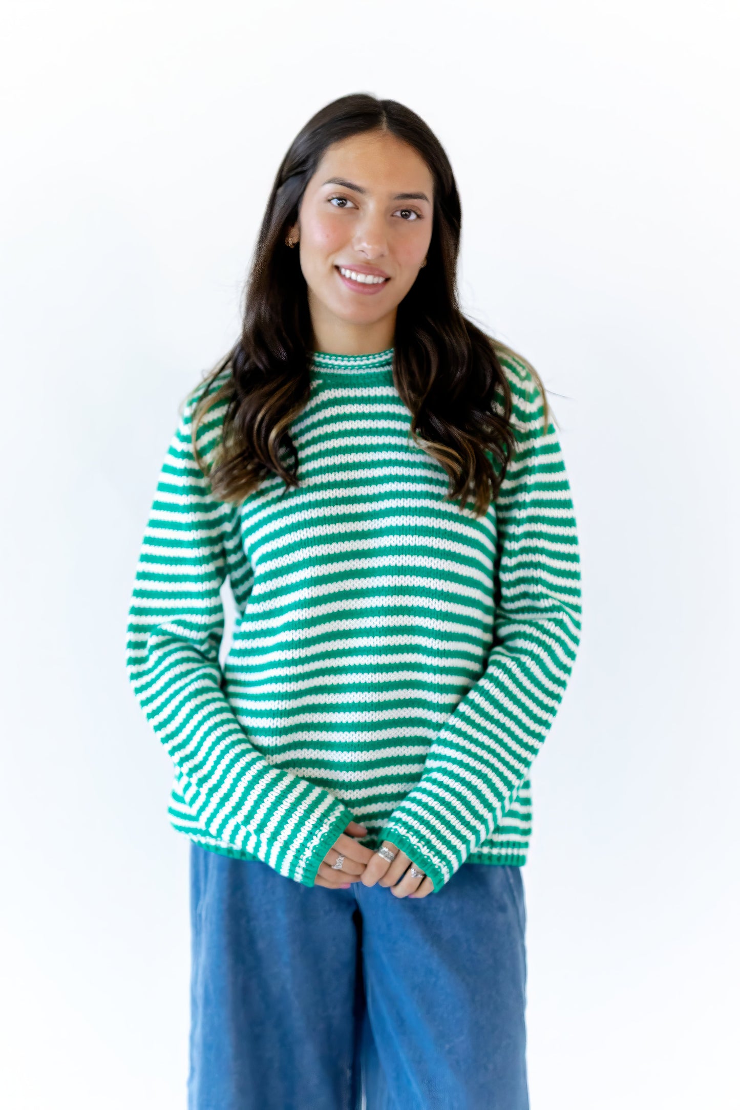 Jenny Cozy Stripe Sweater · Green