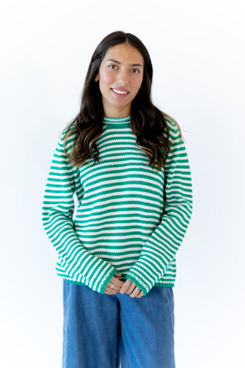 Jenny Cozy Stripe Sweater · Green
