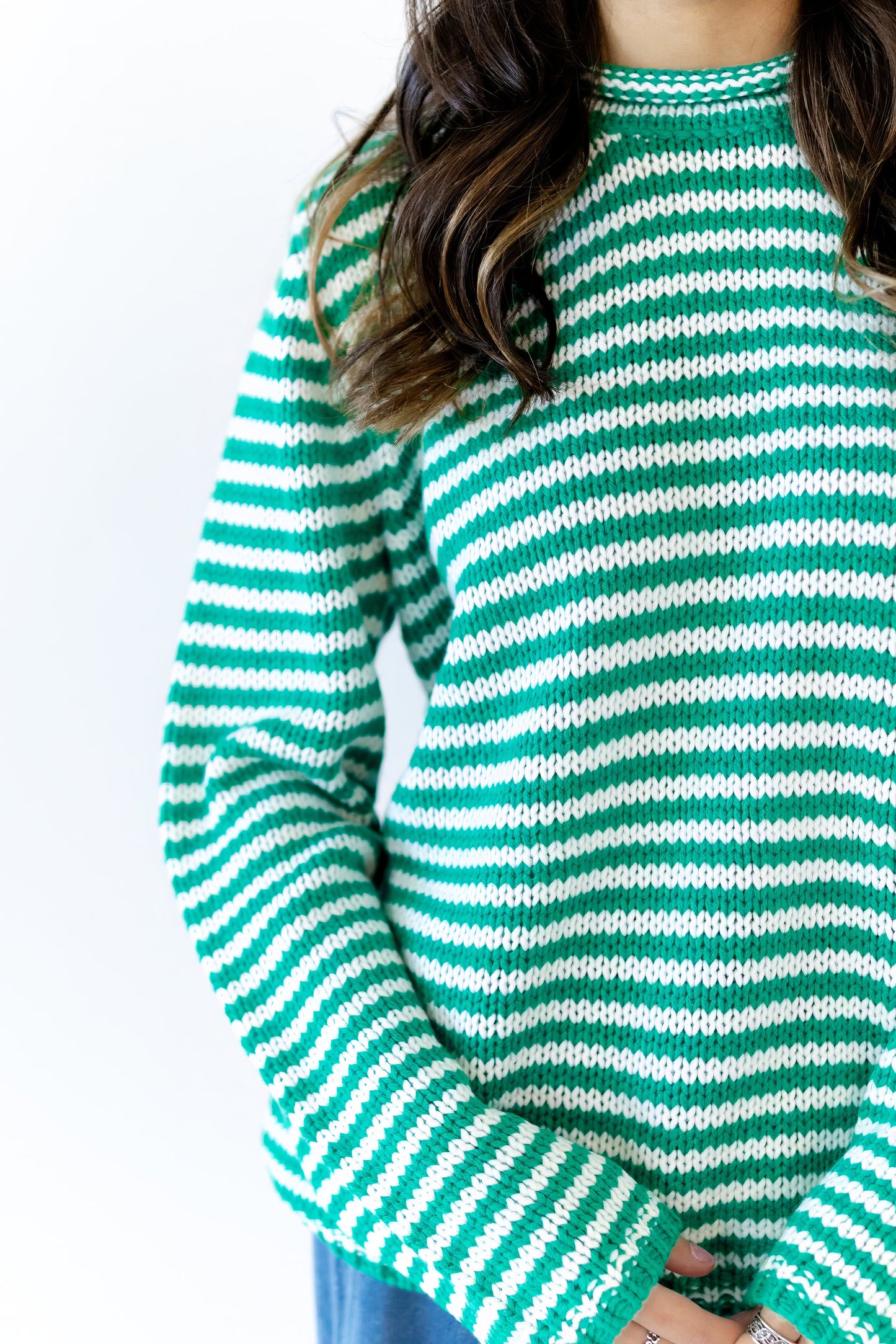 Jenny Cozy Stripe Sweater · Green