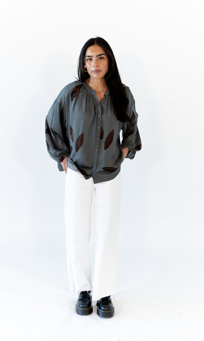 Satin Texture Petal Blouse