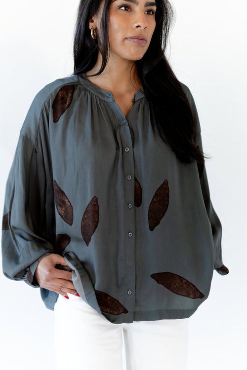Satin Texture Petal Blouse