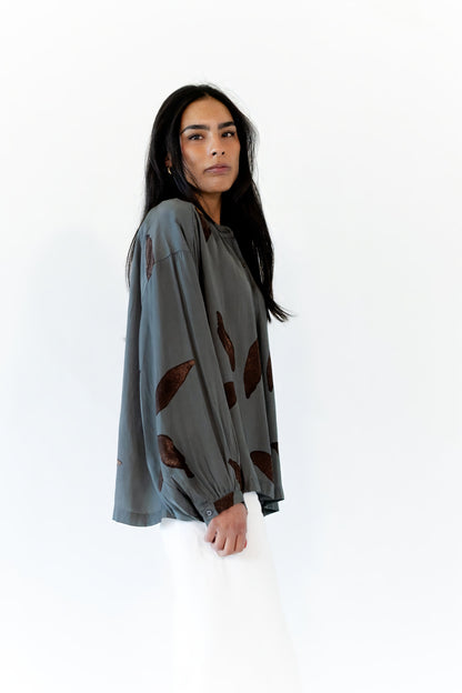 Satin Texture Petal Blouse